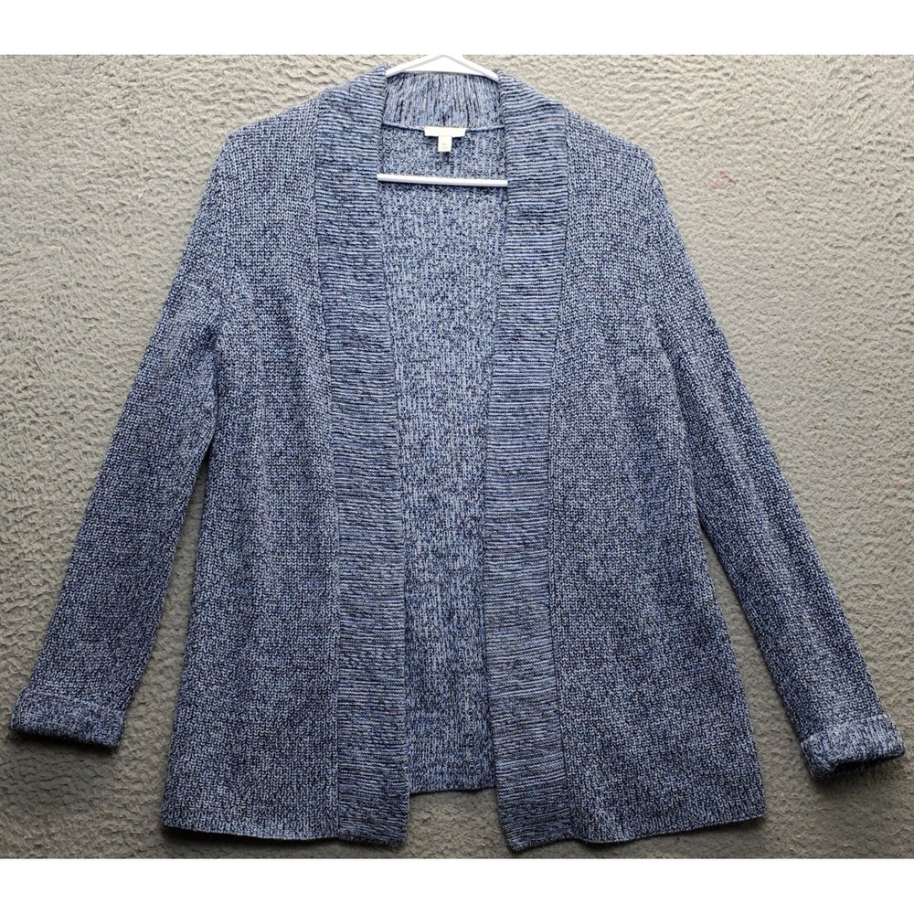 Talbots Cardigan Women Petite M Multi Cotton Tight-Knit Raglan Sleeve Open Front